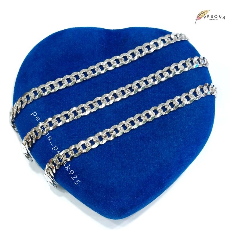 Gelang Tangan Pria Wanita Perak Asli Silver 925 Lapis Emas Putih model Rantai Sisik Naga - Perhiasan