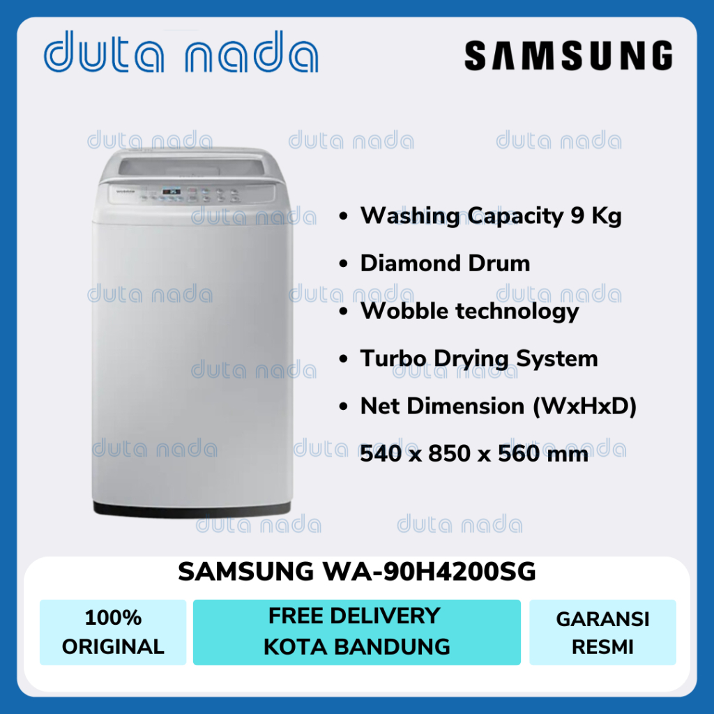 SAMSUNG Mesin Cuci 1 Tabung Top Loading 9 KG WA90H4200SG / WA-90H4200SG