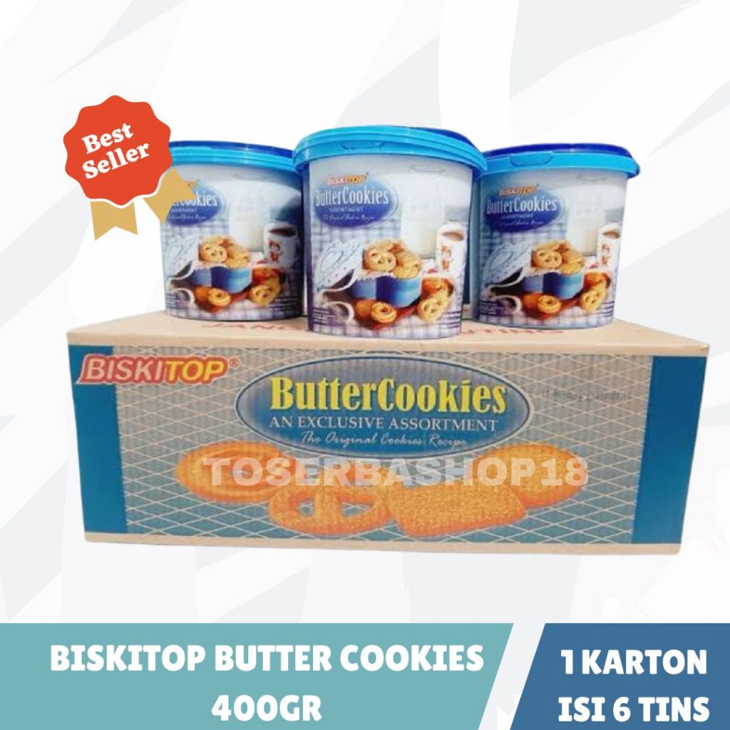 

Biskitop Ember Bulat / Biskitop Butter Cookies 400gr / 1 Dus Isi 6 Toples
