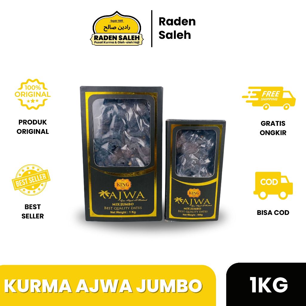 

Kurma King Dates Ajwa 1kg | Kurma Ajwa Jumbo | Kurma Nabi 1 KG