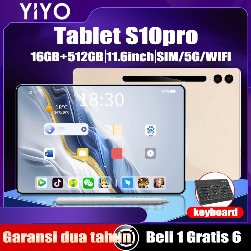 Tablet PC 5G Tab S10 pro 11.6inch Tablet Murah Android 16GB+512GB Tablet Asli Baru Tab Layar Full Sc