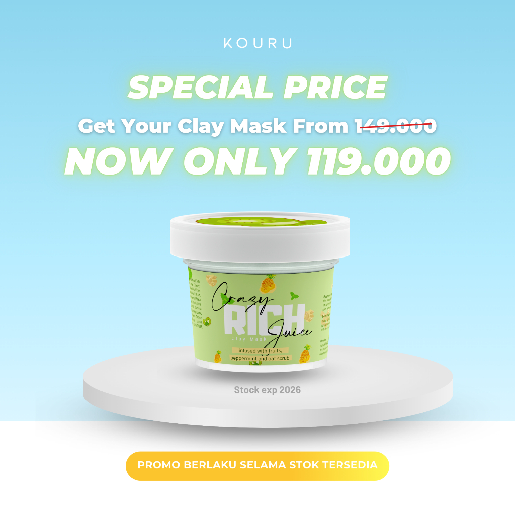 KOURU Crazy Rich Juice Clay Mask - Masker komedo masker jerawat masker bruntusan eksfoliasi oatmeal 