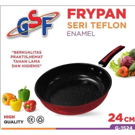 Frypan Warna GSF-1524 Ukuran 24 Cm / Teflon Fry Pan Anti Lengket / Panci Teflon Enamel Warna Merah U