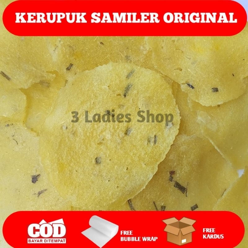 

Kerupuk Samiler Original/ Kerupuk Jalepak / Opak Singkong Kemasan 250 Gram Free Kardus dan Bubble Wrap