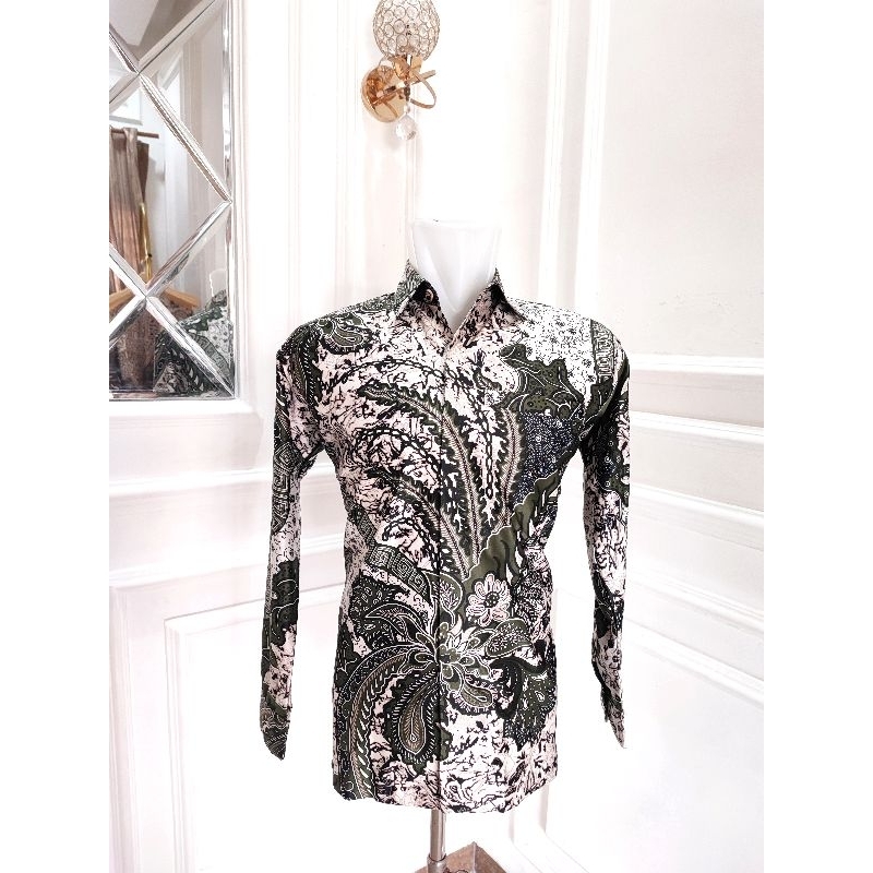 Kemeja Batik Pria lengan panjang Sutra silk