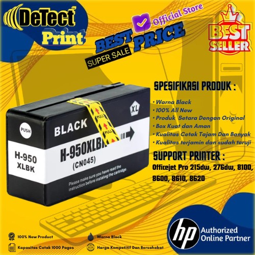 Catridge Tinta Compatible HP 950XL Black Printer Officejet Pro 215dw, 276dw, 8100, 8600, 8610, 8620