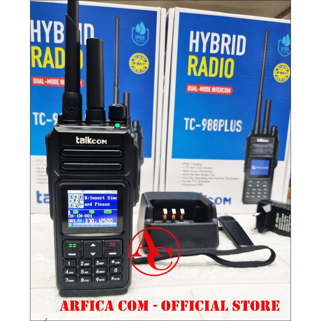 TALK COM TC 988 PLUS HT PoC Talkcom TC-988 plus hybrid radio poc global + frekuensi analog VHF/UHF i