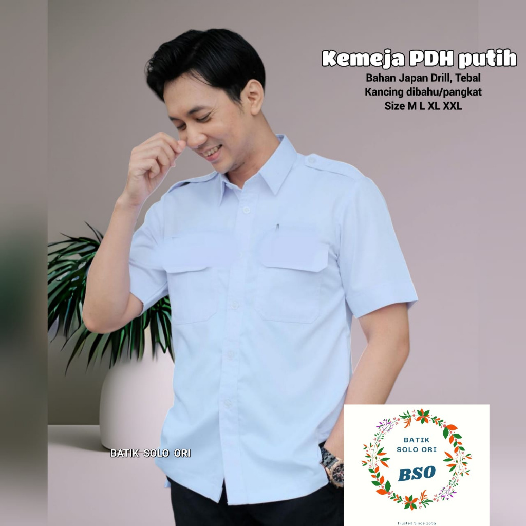 HEM SERAGAM PDH PUTIH PENDEK. BAJU PDH PUTIH PRIA LENGAN PENDEK / SERAGAM PUTIH ASN PEMDA PPPK 2024 