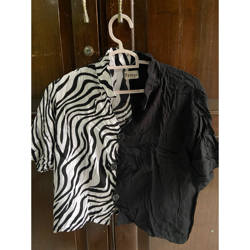 kemeja two tone zebra