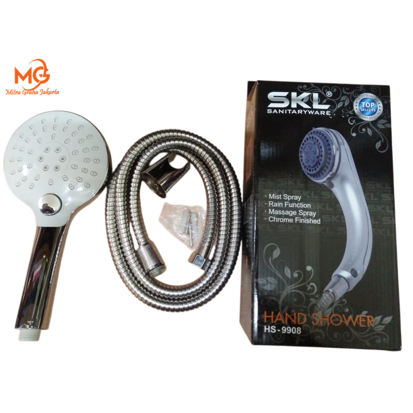 Shower Mandi Hand Sower Set Handshower Tombol Stel Air On/Off SKL 9908 MGJ
