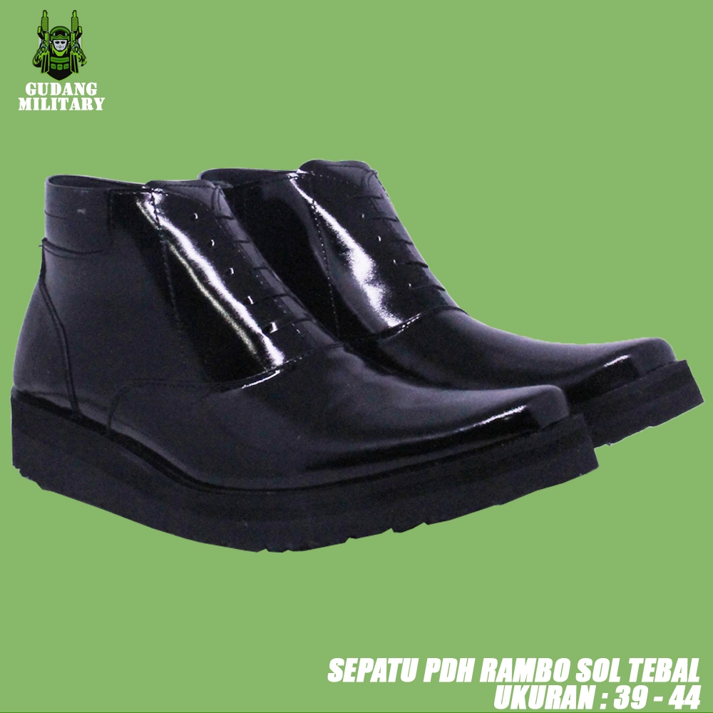 Sepatu PDH Rambo Sol Tebal | Sepatu PDH Pria Kilap