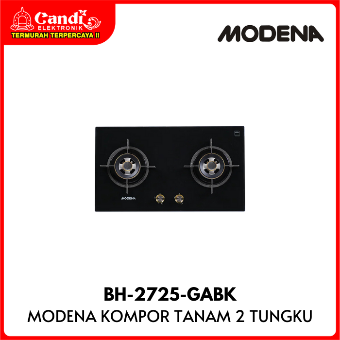 MODENA kompor Tanam  Gas Hitam  2 Tungku BH-2725-GABK