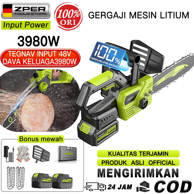 ZPER chainsaw gergaji kayu super tajam gergaji baterai gergaji mesin mini 12 inch pemotong kayu COD