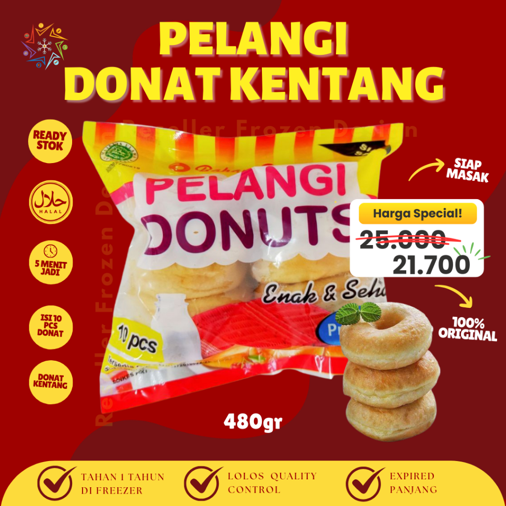 

PELANGI DONAT KENTANG ISI 10 PCS | DONAT GULA KAMPUNG EMPUK FROZEN | DONAT TINGGAL GORENG | DONUT