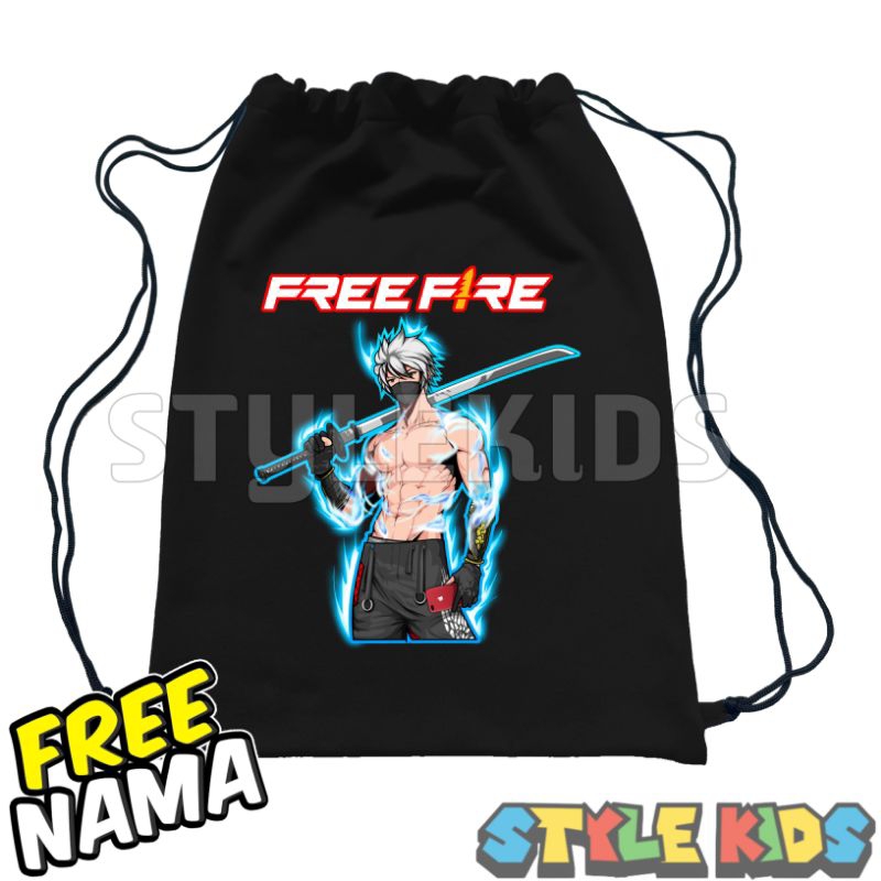 BISA COD FREE NAMA Tas Serut Anak Logo Karakter Char Pedang Katana Samurai Free Fire
