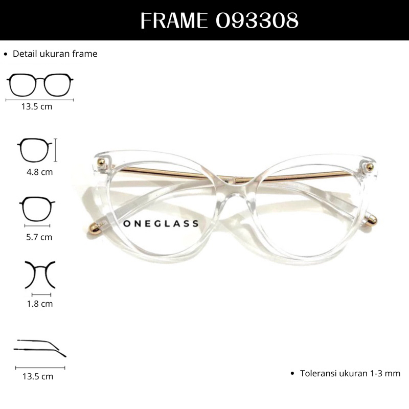 𝗢𝗻𝗲𝗴𝗹𝗮𝘀𝘀 - Frame Kacamata O93308 Cat Eye Perempuan