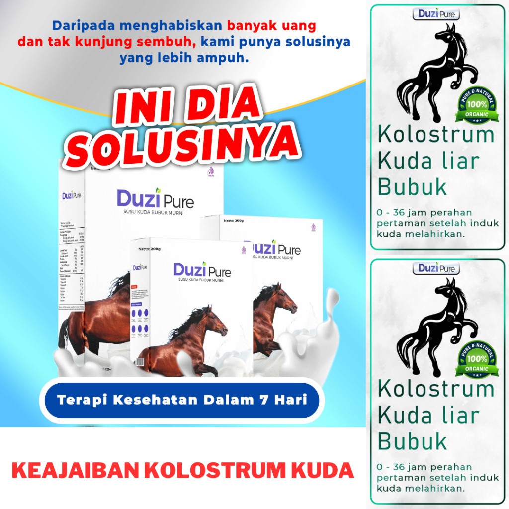 

100% ORIGINAL Susu Kuda Liar Lombok Duzi Pure Bantu Atasi Masalah Tulang dan Sendi Asam Urat Kolesterol Sesak Nafas Bubuk 200gr