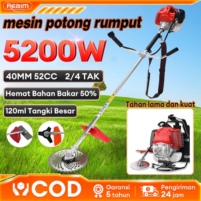REAIM 5200W Mesin Potong Rumput Gendong 2Tak/4Tak Brush Cutter brush 4 Stroke Kualitas Terbaik  52CC