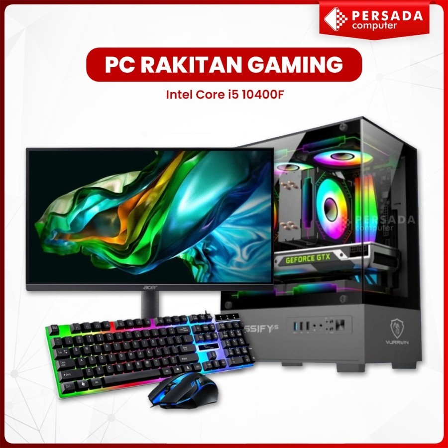 PC GAMING Intel Core i5 10400F Lengkap Monitor+Keyboard Mouse Mantap