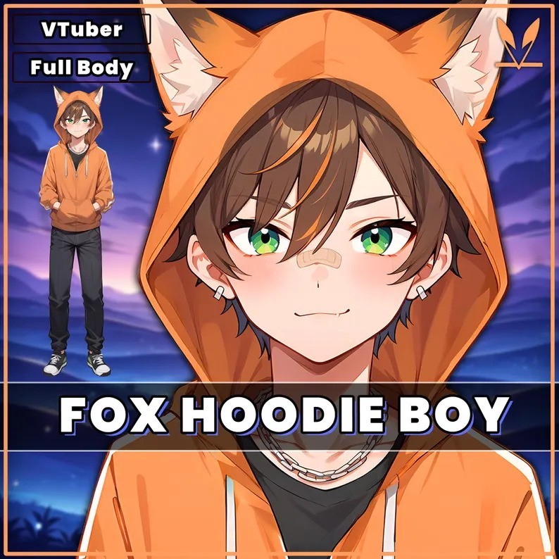 Vtuber / Live2d (Premade & Siap Pakai) - Fox Hoodie Boy