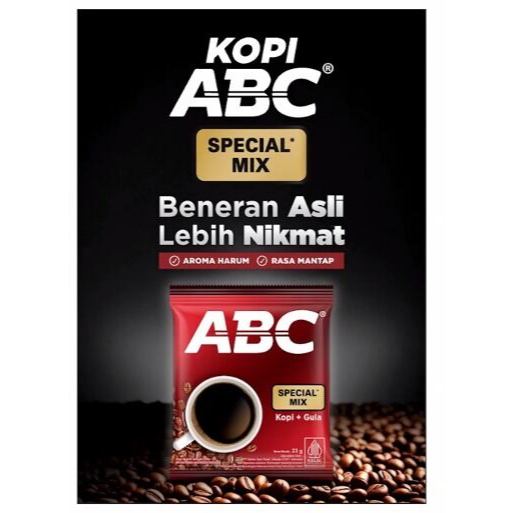 

Kopi ABC Special Mix / Kopi + Gula Hitam 1 Renteng Isi 10 sachet