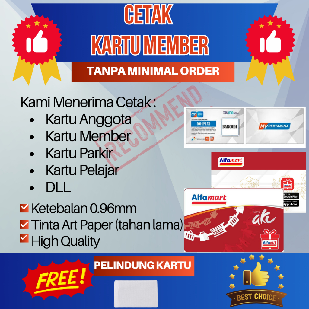 

Cetak kartu Member/Cetak Id Card/ Kartu Pelajar bahan PVC 0.96mm