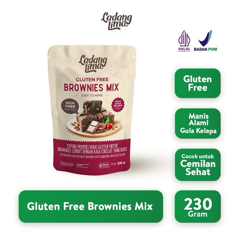 

Brownies Mix 230 Gram - Ladang Lima Gluten-Free