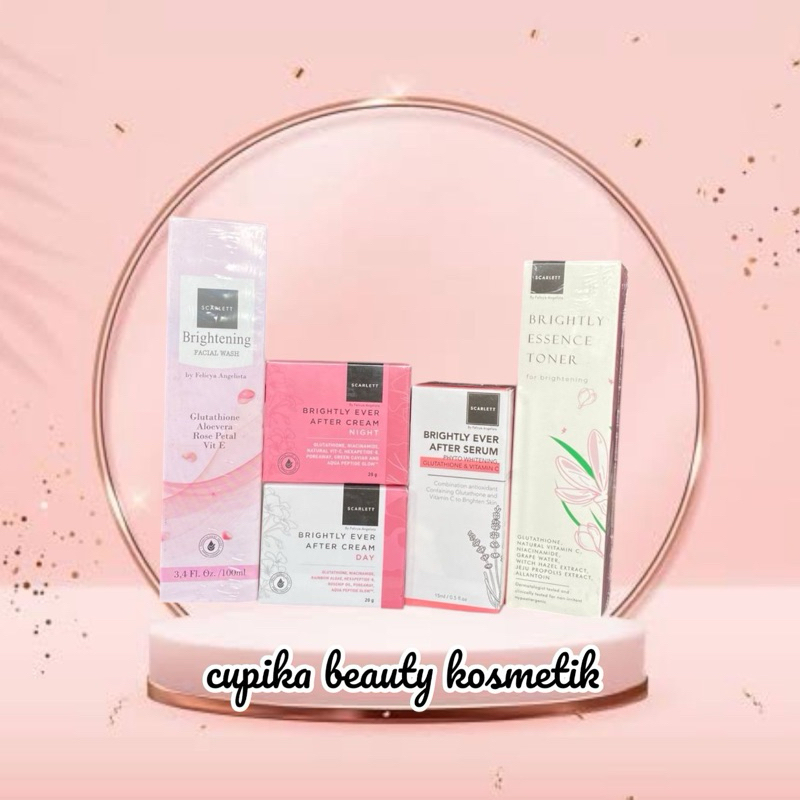 SCARLETT PAKET WAJAH BRIGHTLY 5IN1 - PAKET PERAWATAN WAJAH SCARLETT WHITENING SERIES 4IN1