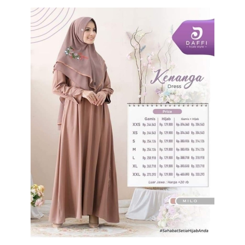 KENANGA DRESS ORI DAFFI Hijab//gamis dewasa//dress