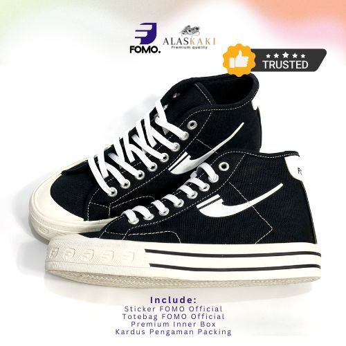 FOMO - SEPATU KERJA PRIA FOMO ASTRO LOW BLACK WHITE KEREN SEPATU COWOK CEWEK SPATU REMAJA SNEAKERS C