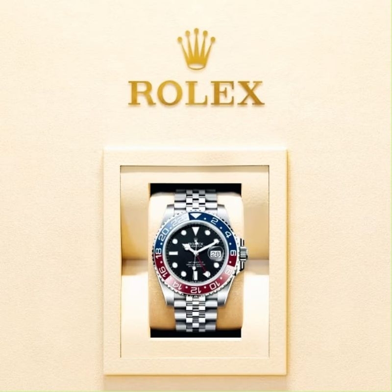 [ ✅Original 100% Impor Swiss ] Jam Tangan Pria Mewah ROLEX GMT-MASTER II 2 [PEPSI] Otomatis Swiss Wa