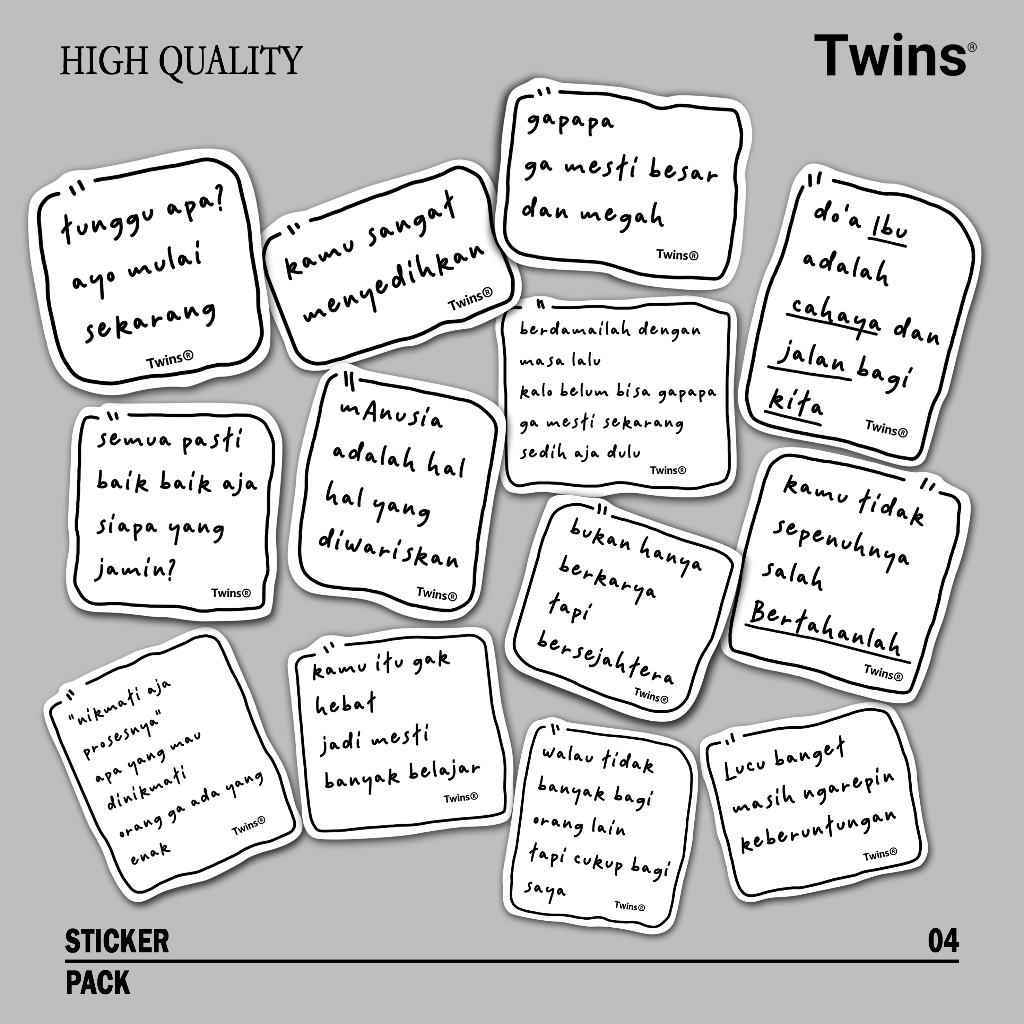 

Stiker/Sticker Pack "Quote" ISI 10 | high quality | Vol 2 - Twins