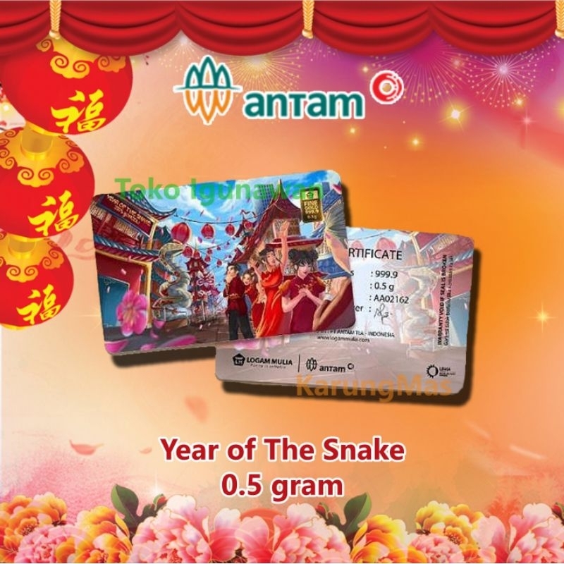 Logam Mulia Emas ANTAM 0.5 gr Imlek Shio Ular Year Of The Snake Gift Series