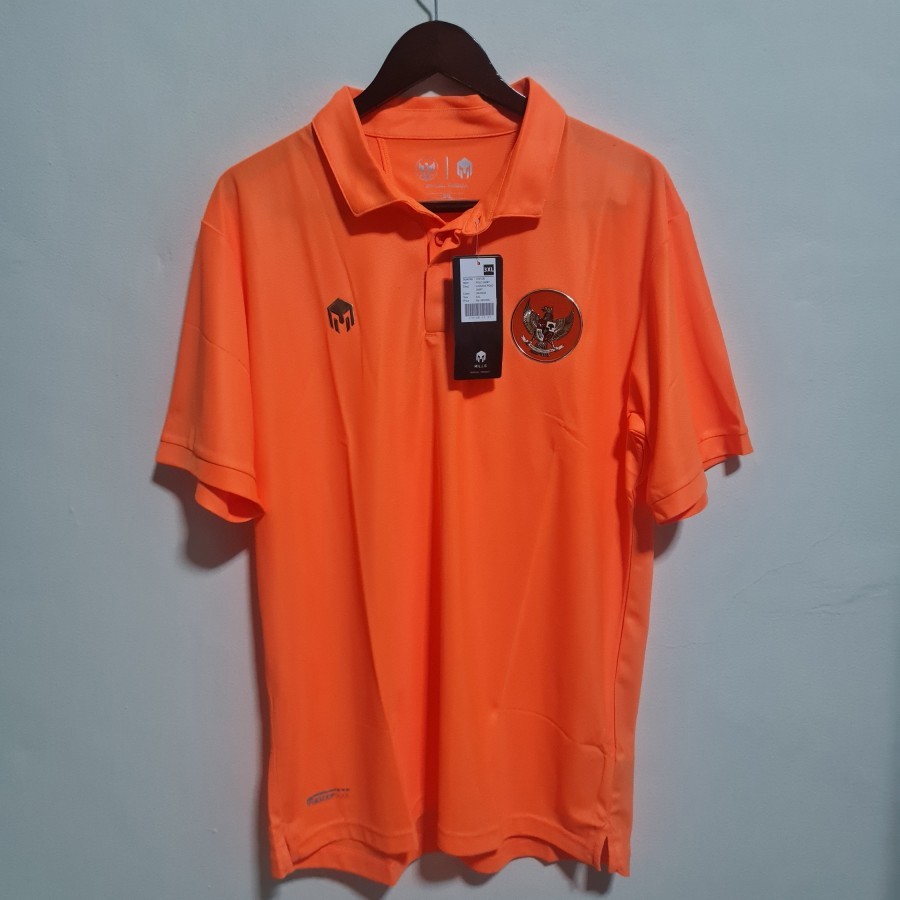Kaos Shirt MILLS Polo Timnas Indonesia Garuda 2020/22 Orange Original 100% BNWT