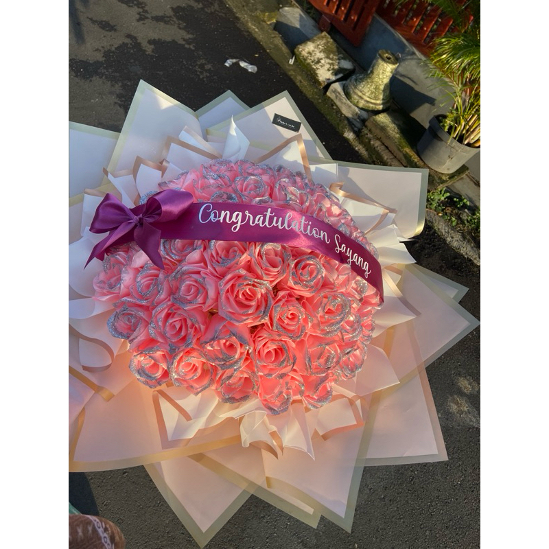 buket satin premium/buket satin/buket wisuda satin/buket bunga satin