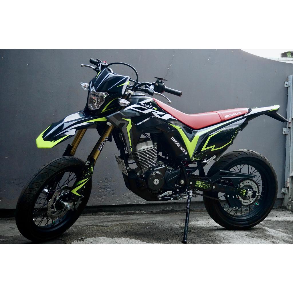 Decal Stiker CRF 150L Dekal Variasi Sticker Striping Custom Full Body HITAM KUNING STABILO