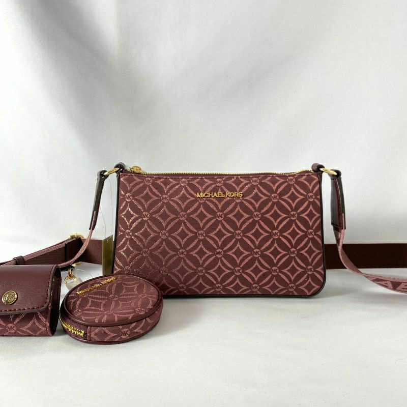 Michael kors jet set travel small with attach oxblood multi