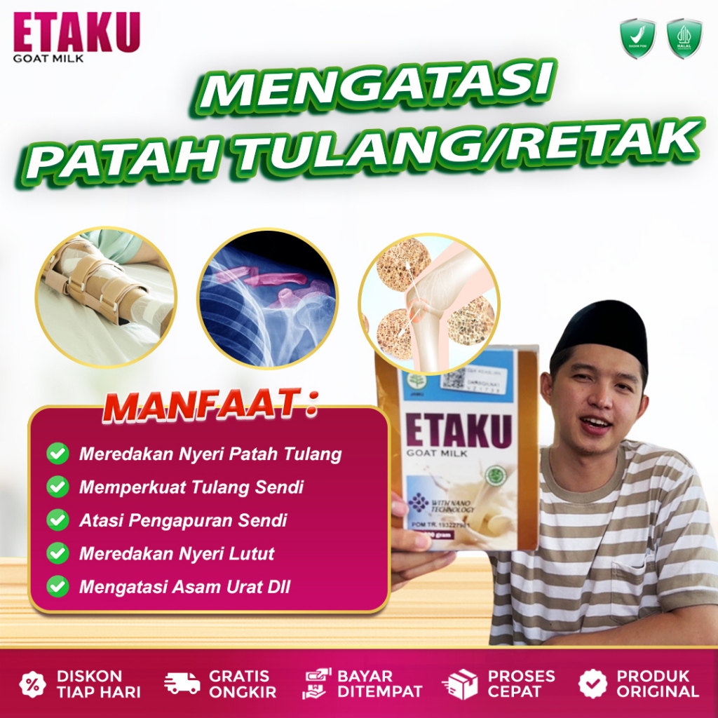 

Produk Bergaransi Resmi Susu Etaku Untuk Patah Tulang, Obat Tulang Retak, Patah Di Tulang Bahu, Obat Tulang Bergeser, Peradangan Sendi Lutut Osteoporosis Tulang Rusuk Patah Dengan Susu Kambing Etawa