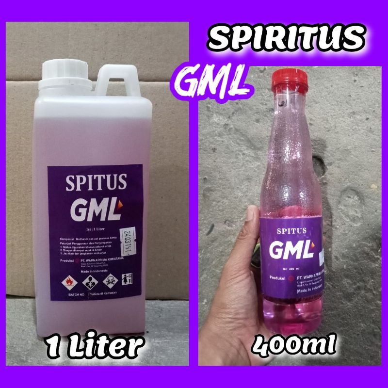 SPIRITUS GML 1 Liter / 400ml / SPIRTUS / SEPIRITIS cairan bahan alat bakar tambal ban pemanas dan la