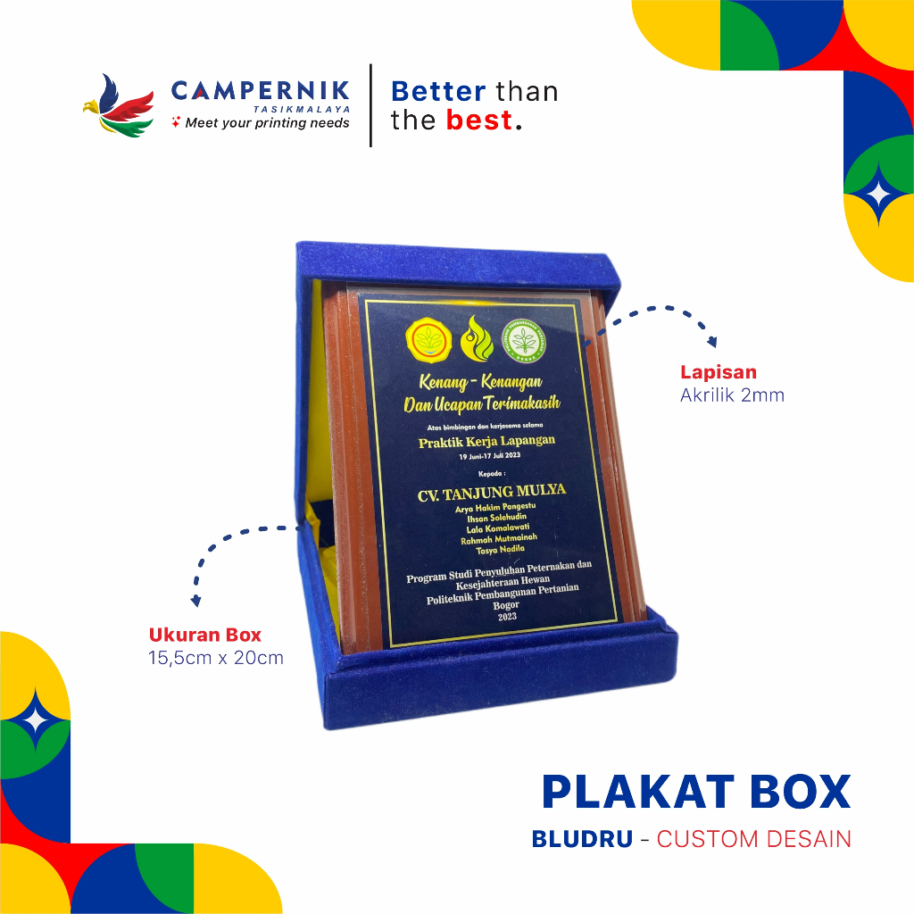 

PLAKAT BOX MURAH TERLARIS dengan AKRILIK / PLAKAT PENGHARGAAN UKURAN DESAIN 15 X 11 CM