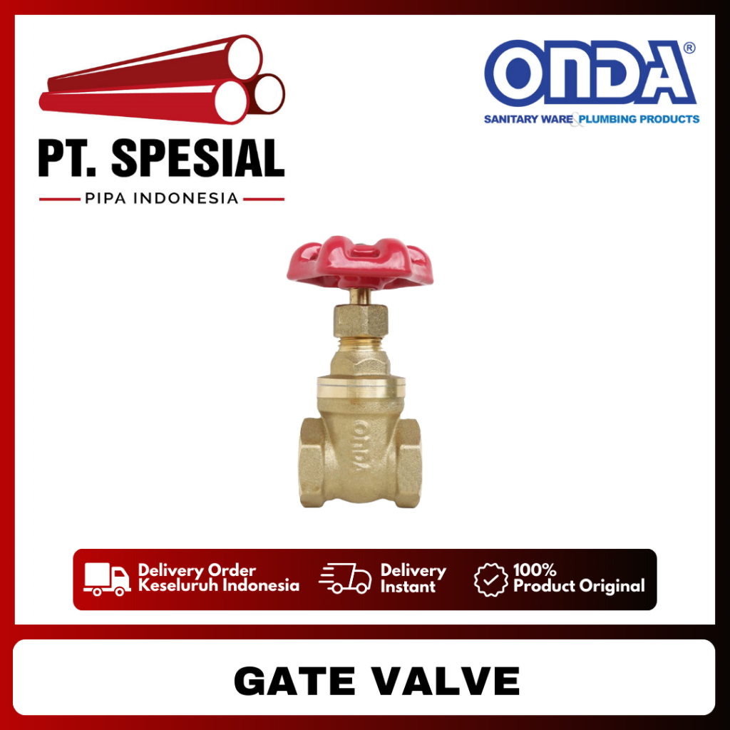Gate Valve Onda 1" / Stop Kran Kuningan Onda / Gate Valve Kuningan Onda - 07