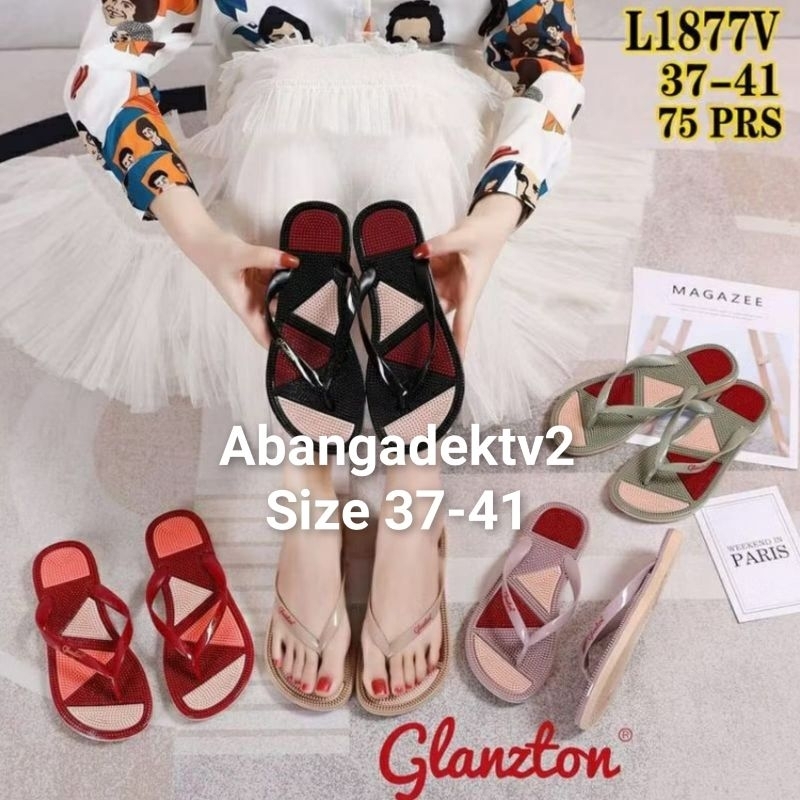 sandal jepit duri wanita bahan karet glanzton 1877 size 37-41