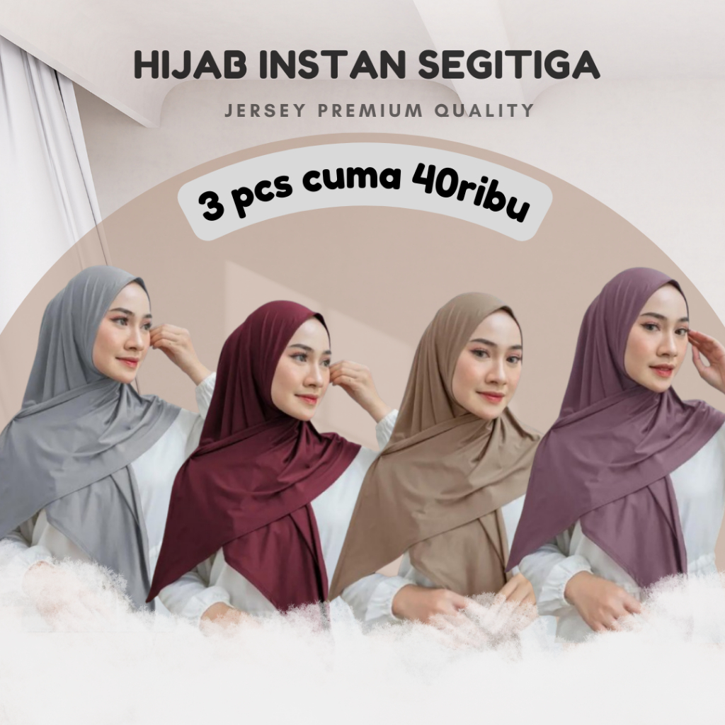 PAKET HEMAT 3 PCS 50RIBU - hijab instan segitiga oval /segitiga jersey hijab instan jersey/jilbab se