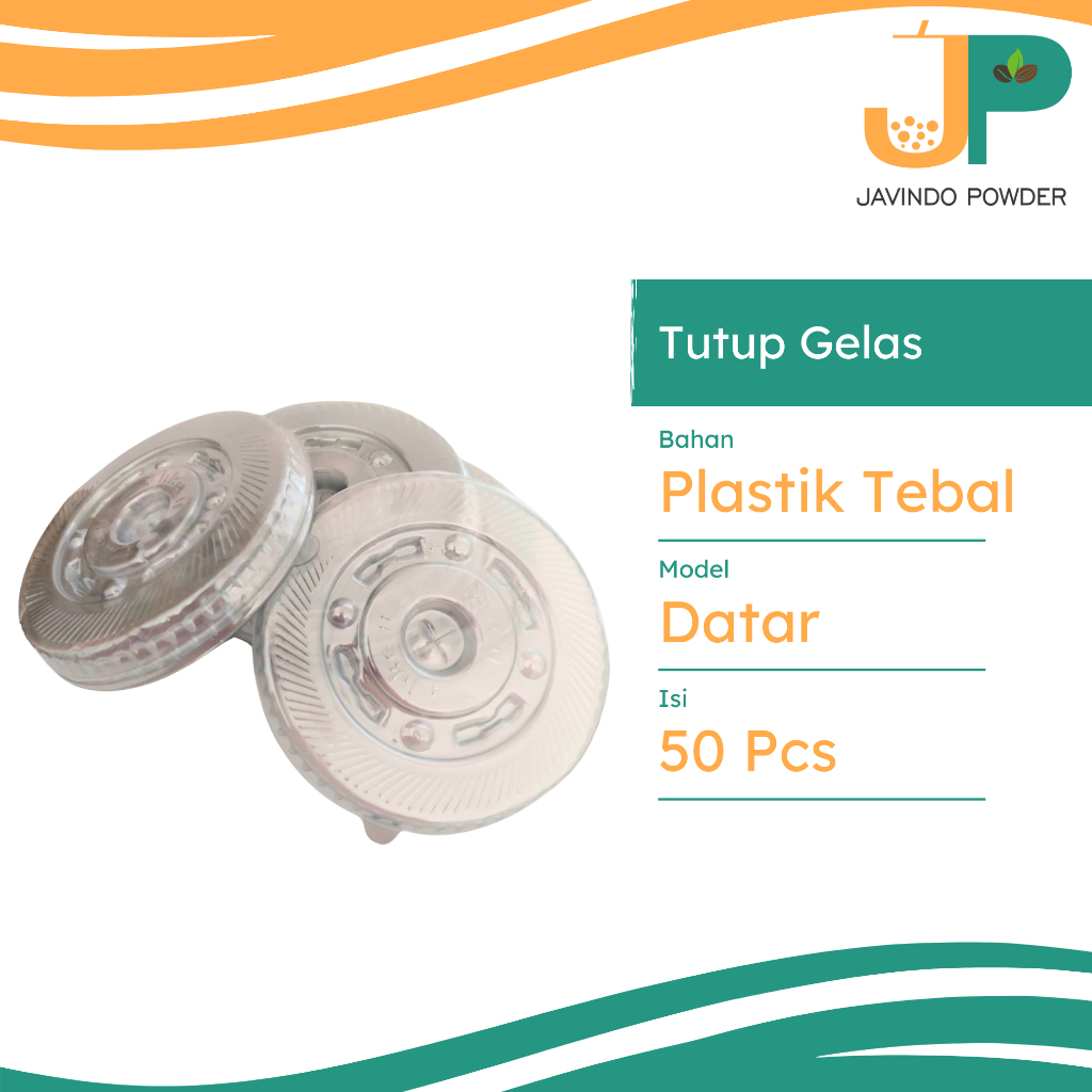 Tutup Gelas / Cup Plastik Datar Tebal 50 Pcs