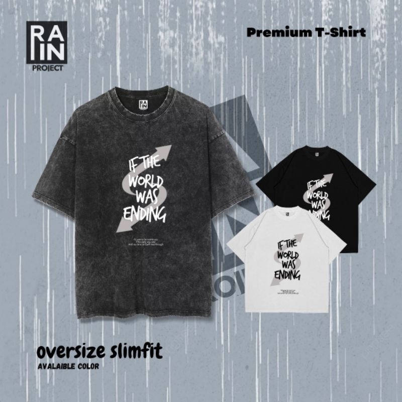 RAIN PROJECT Kaos Die With A Smile Oversize washed tshirt Stonewash slimfit Kaos BRUNO-1