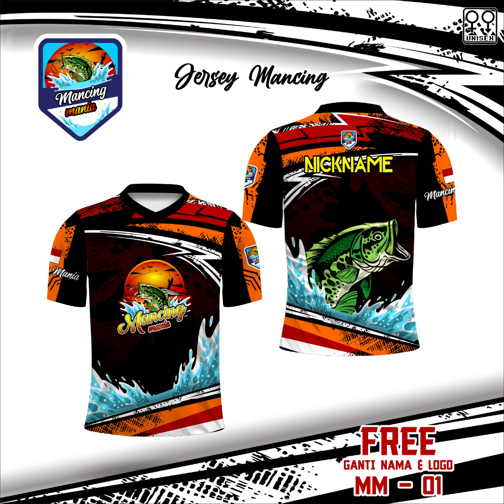 Kaos Jersey mancing baju mancing mania terbaru dewasa lengan pendek