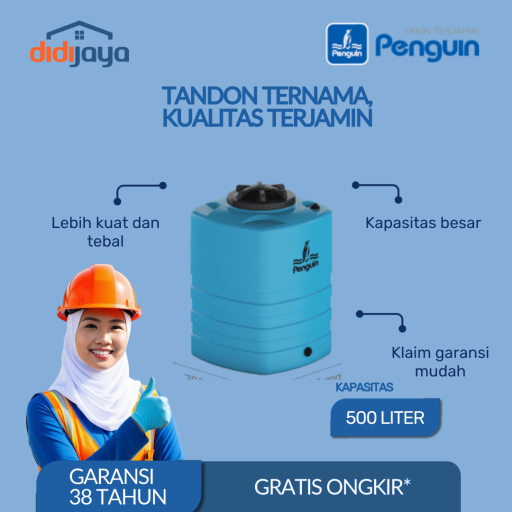 Tandon Air Kotak Kubik Penguin TE 55 500 Liter | Toren Air | Tangki Air Tanam Penguin