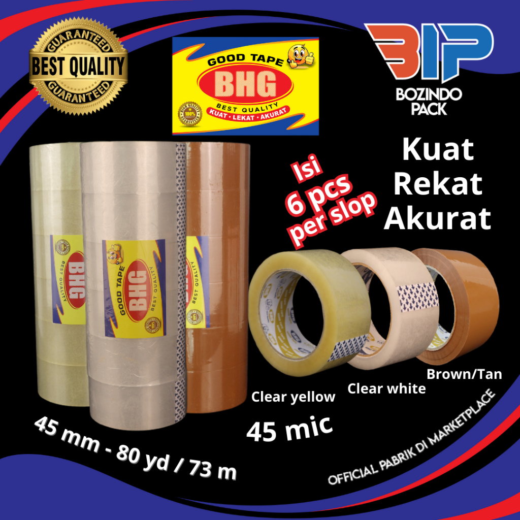 

Lakban OPP Bening BHG Good Tape OPP 80 yard 45 Mic 1 Slop 6 Pcs 72m FULL