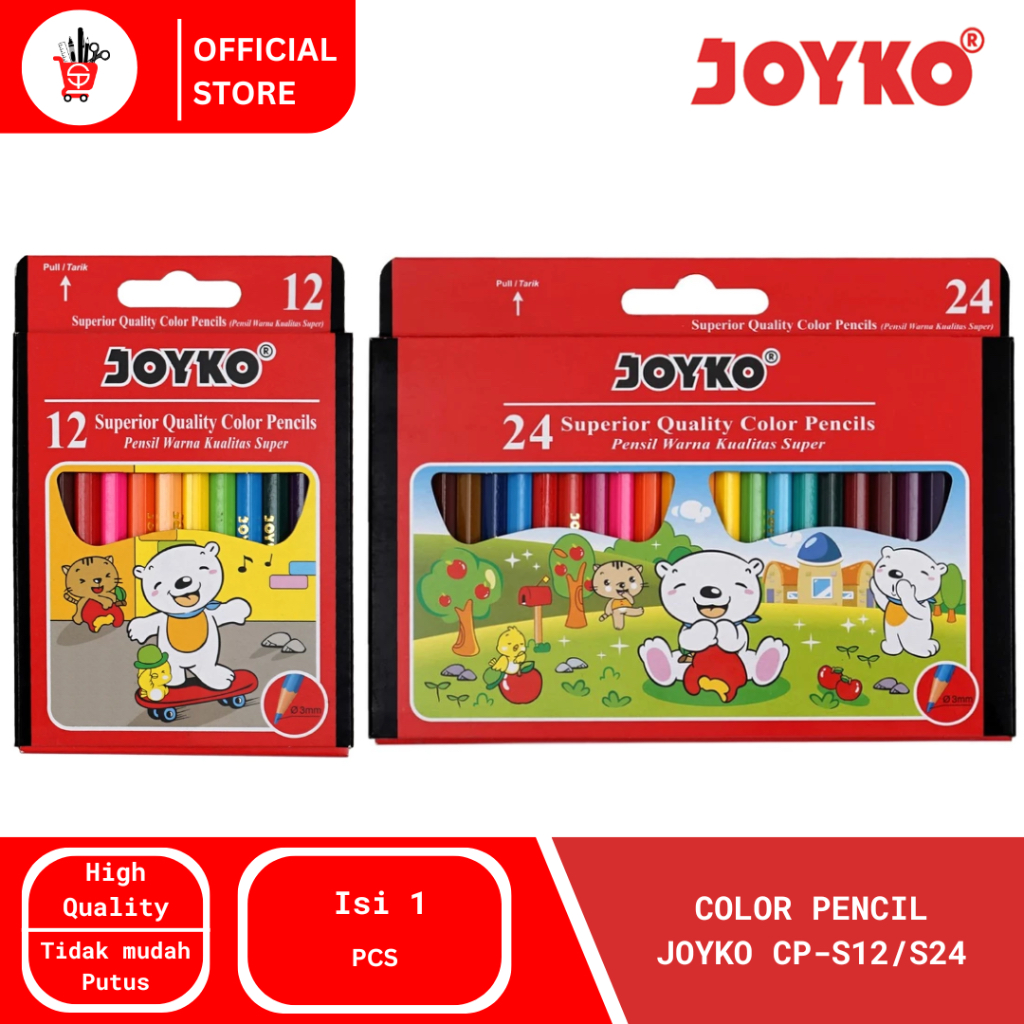 

Color Pencil | Pensil Warna Pendek Joyko CP-S12/S24 (1 SET)