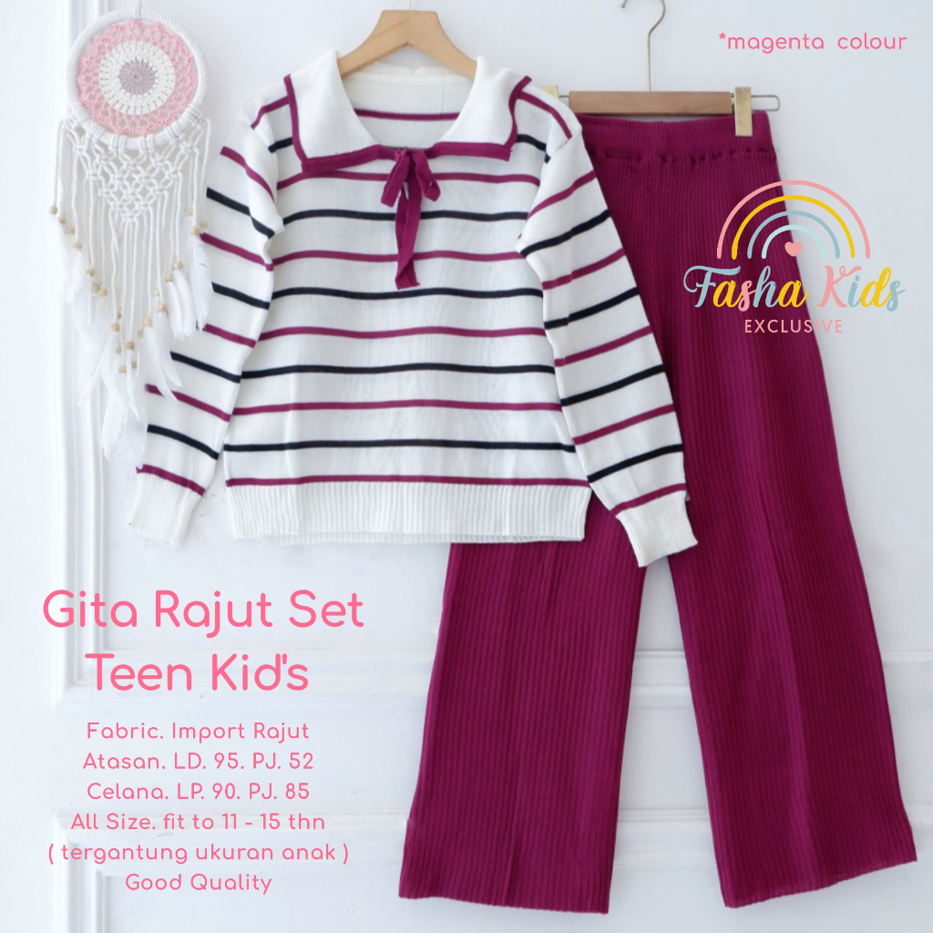 Gita Rajut Set Teen Kids Fasha Kids Setelan Anak Perempuan Ld 95 Bahan Rajut ImportUsia 11-15 Tahun